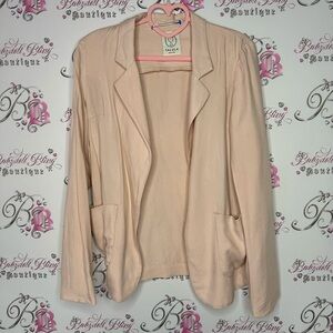 Talula blazer cardigan peach pink pockets open front waterfall style lightweight